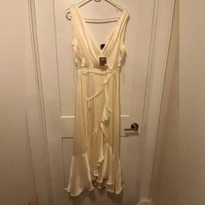 NWT TAYLOR CHIFFON MIDI RUFFLED DRESS
